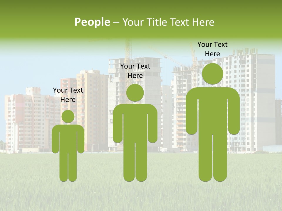 Residential Buildings, Some Of Them Under Construction, With Beautiful Green Field Foreground PowerPoint Template