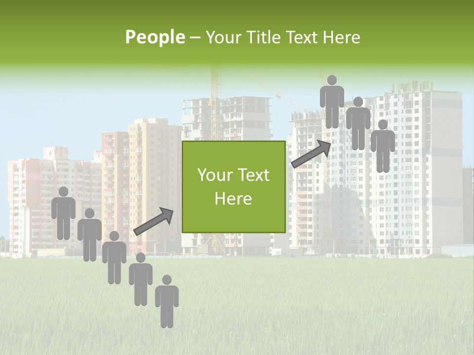 Residential Buildings, Some Of Them Under Construction, With Beautiful Green Field Foreground PowerPoint Template