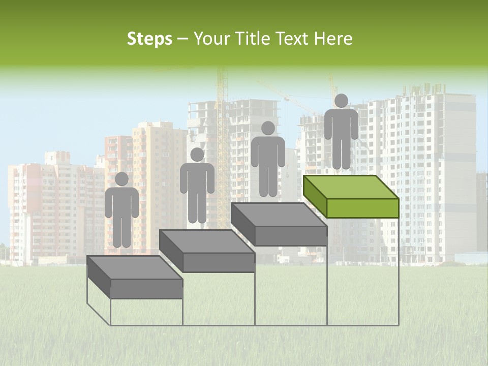 Residential Buildings, Some Of Them Under Construction, With Beautiful Green Field Foreground PowerPoint Template