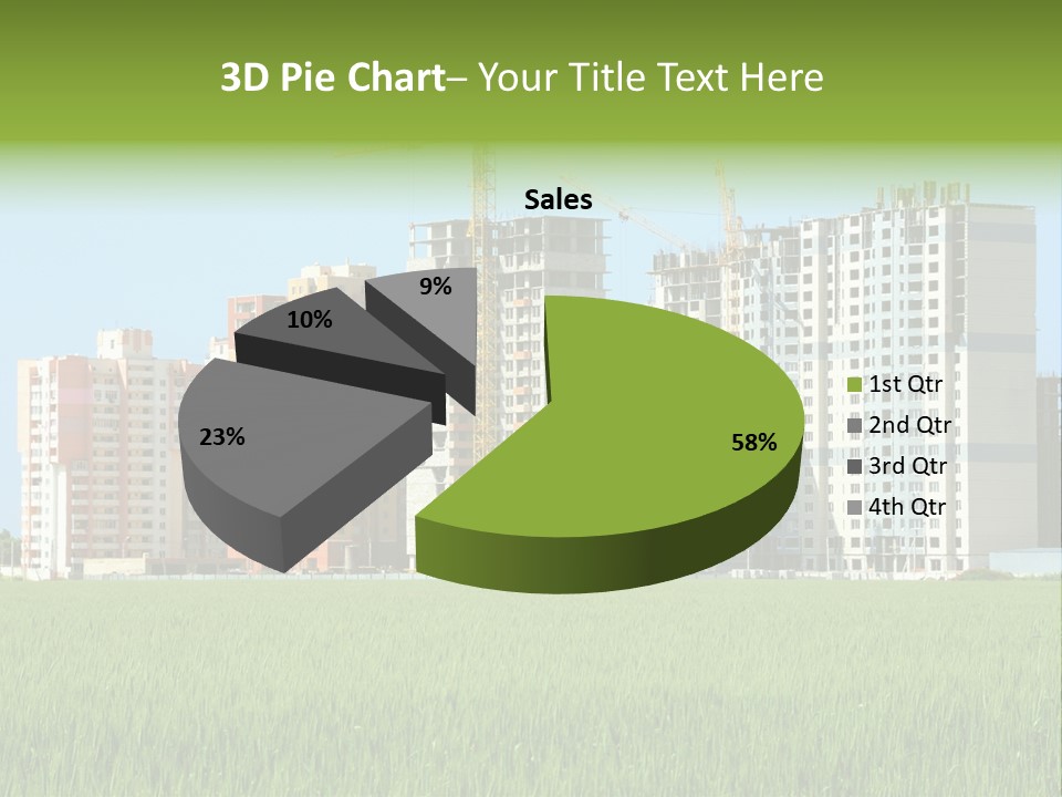 Residential Buildings, Some Of Them Under Construction, With Beautiful Green Field Foreground PowerPoint Template