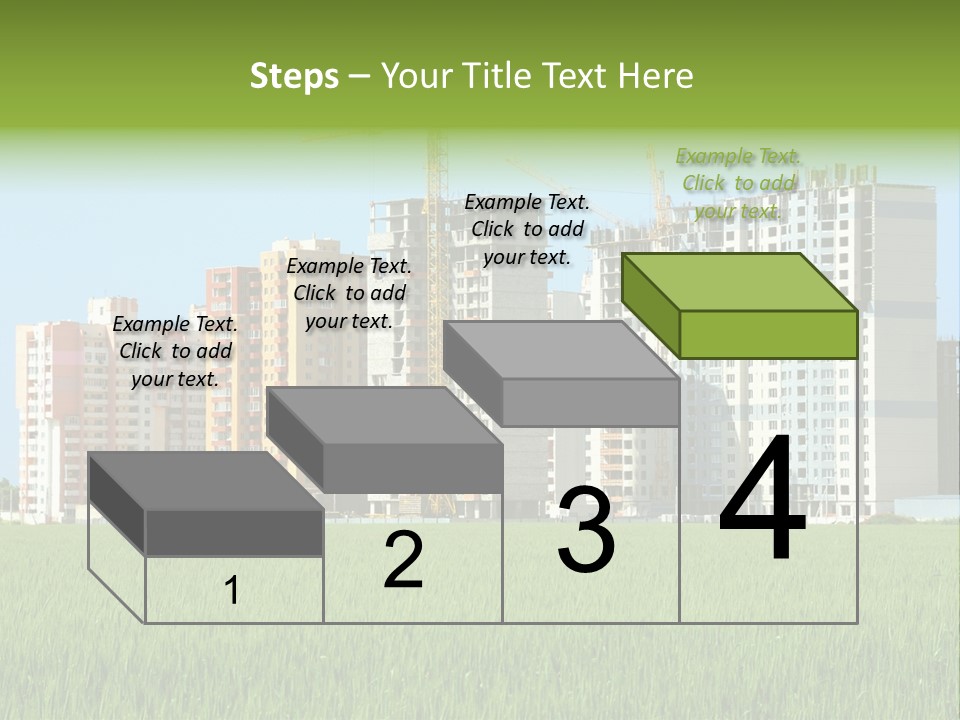 Residential Buildings, Some Of Them Under Construction, With Beautiful Green Field Foreground PowerPoint Template