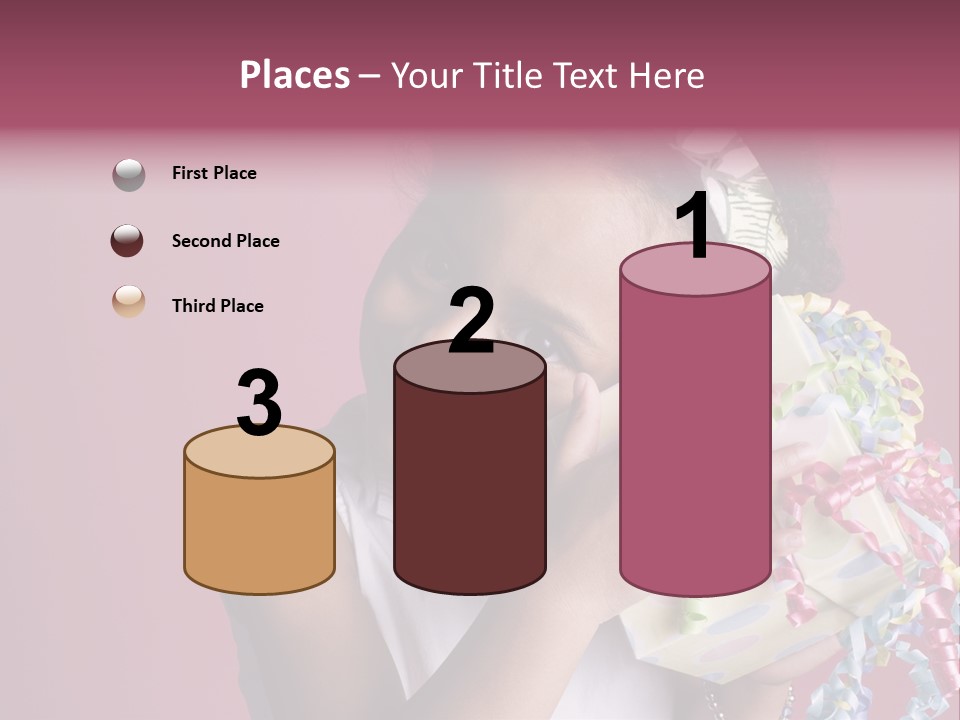 Portrait Of A Young Black Girl Sitting In A Chair Holding A Present PowerPoint Template