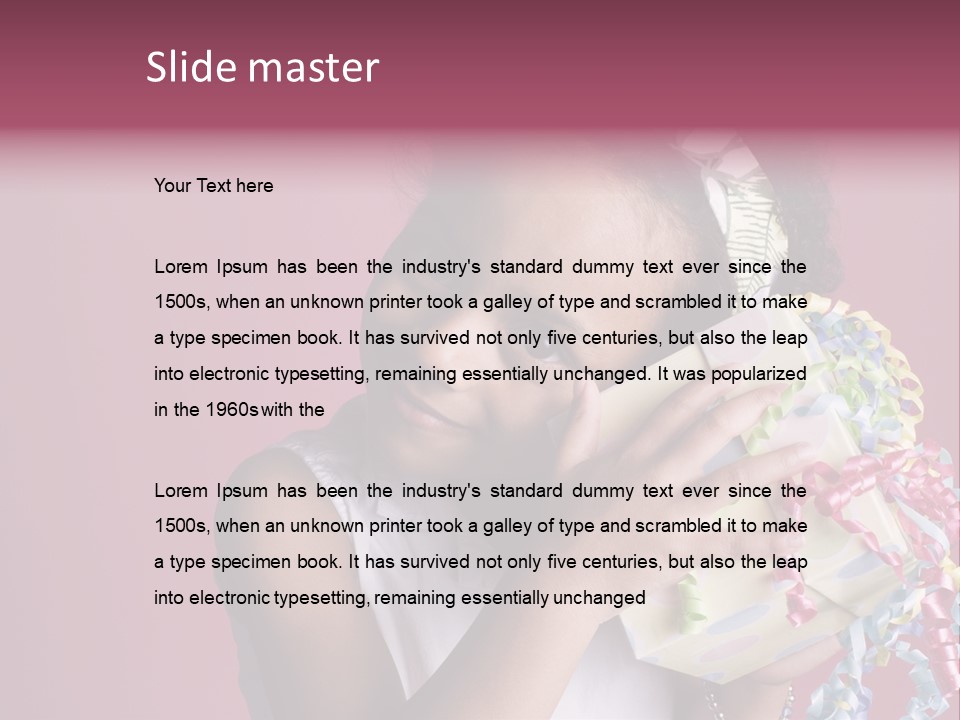 Portrait Of A Young Black Girl Sitting In A Chair Holding A Present PowerPoint Template