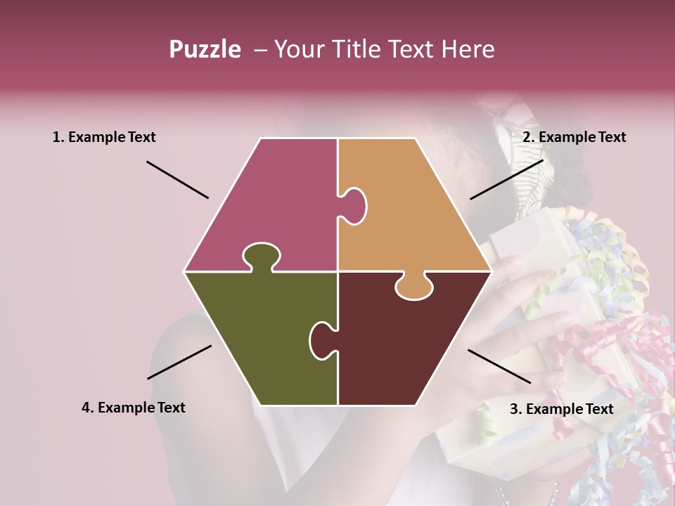 Portrait Of A Young Black Girl Sitting In A Chair Holding A Present PowerPoint Template