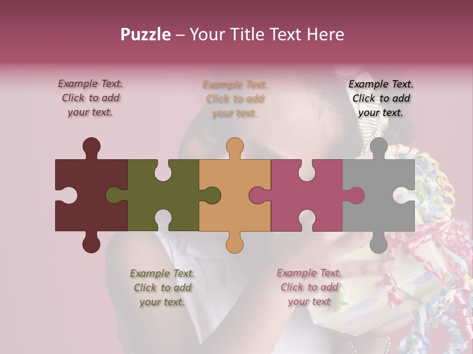 Portrait Of A Young Black Girl Sitting In A Chair Holding A Present PowerPoint Template