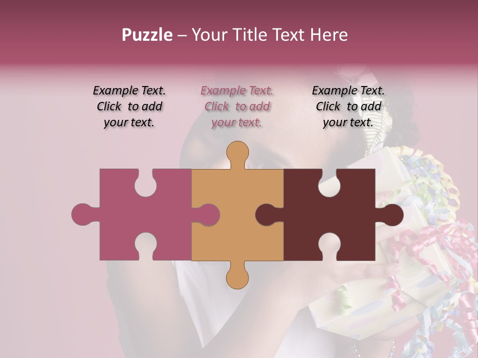 Portrait Of A Young Black Girl Sitting In A Chair Holding A Present PowerPoint Template