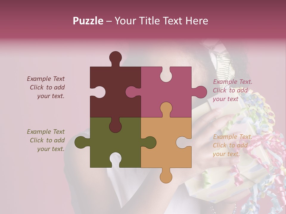 Portrait Of A Young Black Girl Sitting In A Chair Holding A Present PowerPoint Template