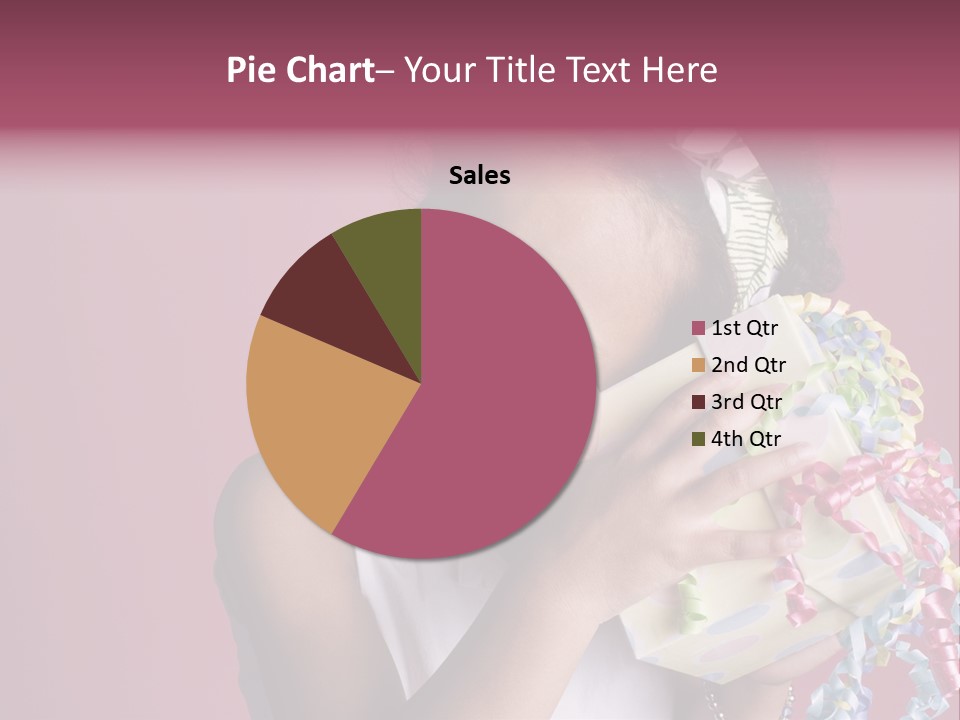 Portrait Of A Young Black Girl Sitting In A Chair Holding A Present PowerPoint Template