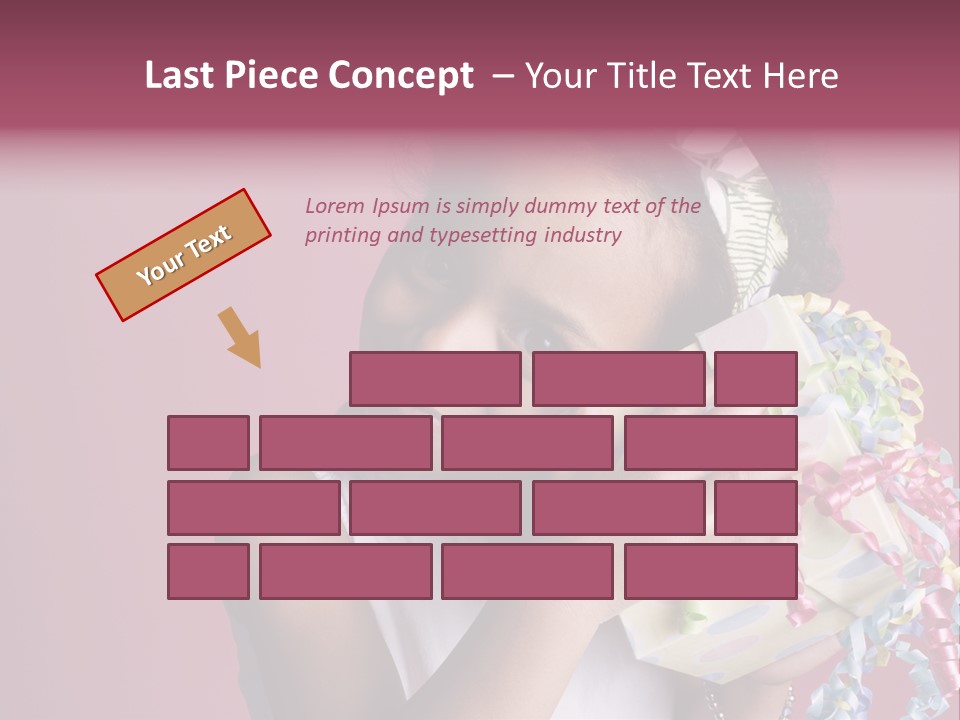 Portrait Of A Young Black Girl Sitting In A Chair Holding A Present PowerPoint Template