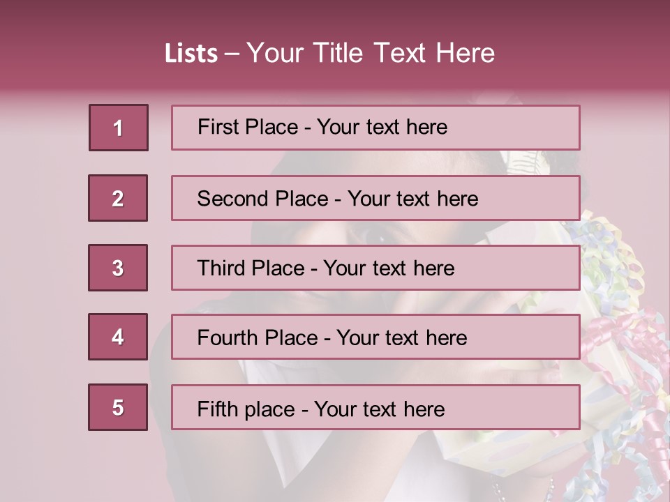 Portrait Of A Young Black Girl Sitting In A Chair Holding A Present PowerPoint Template