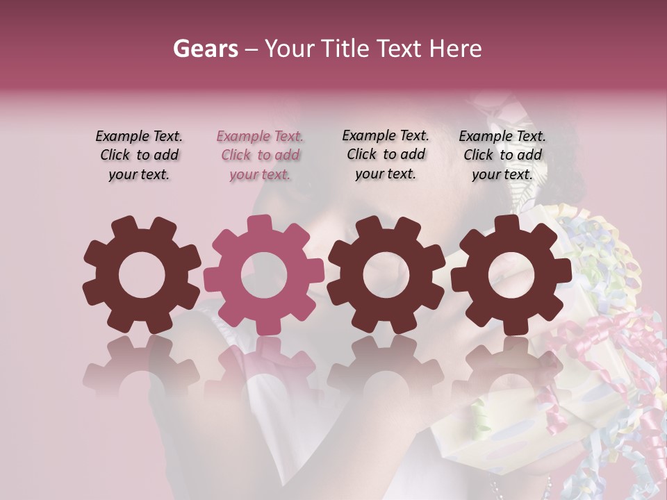 Portrait Of A Young Black Girl Sitting In A Chair Holding A Present PowerPoint Template