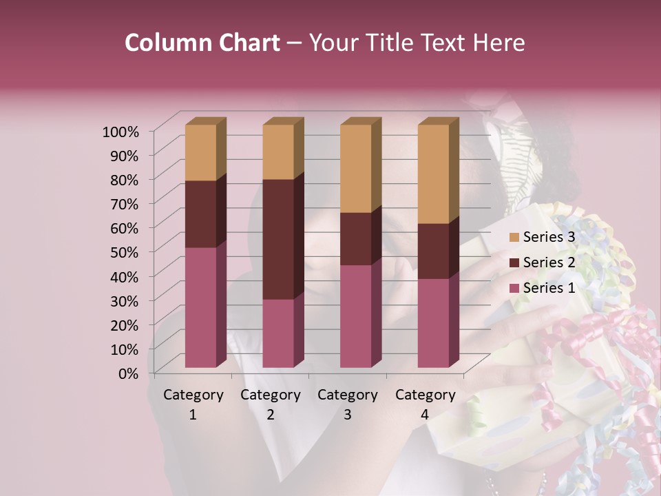 Portrait Of A Young Black Girl Sitting In A Chair Holding A Present PowerPoint Template