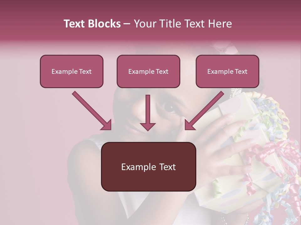Portrait Of A Young Black Girl Sitting In A Chair Holding A Present PowerPoint Template