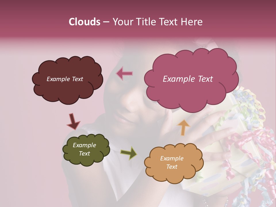 Portrait Of A Young Black Girl Sitting In A Chair Holding A Present PowerPoint Template