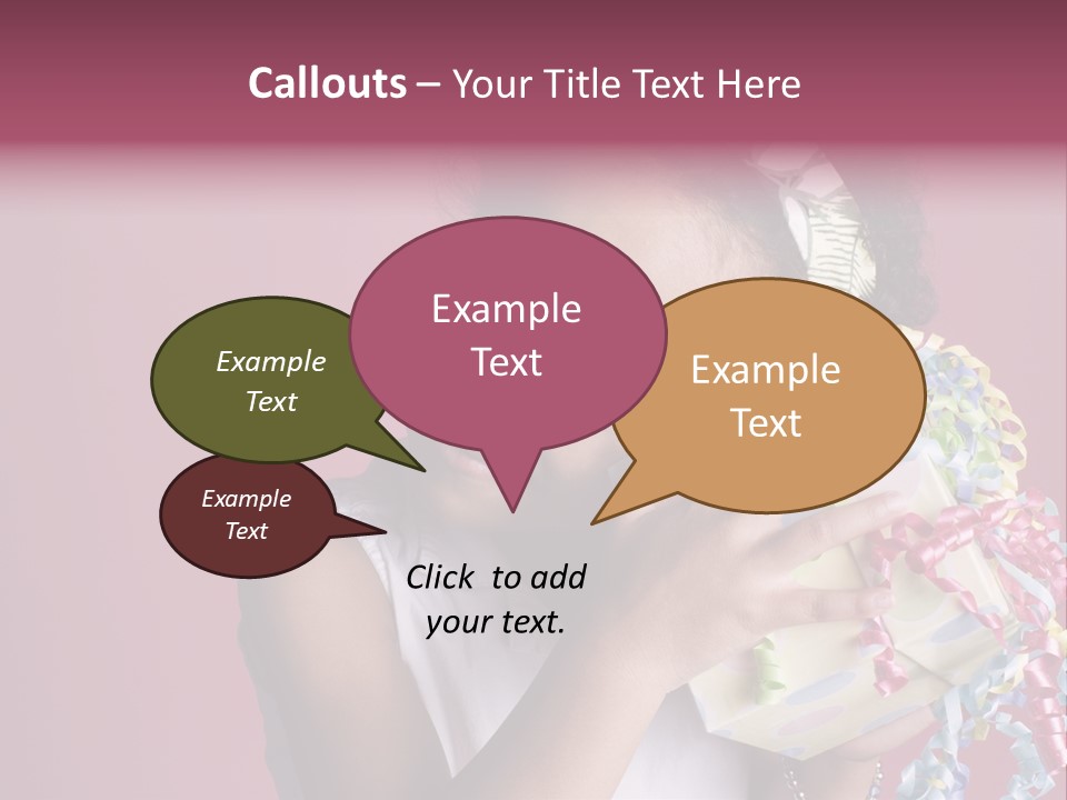 Portrait Of A Young Black Girl Sitting In A Chair Holding A Present PowerPoint Template