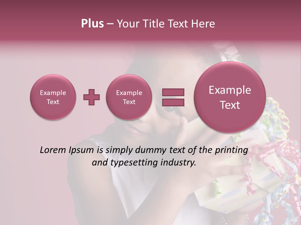 Portrait Of A Young Black Girl Sitting In A Chair Holding A Present PowerPoint Template