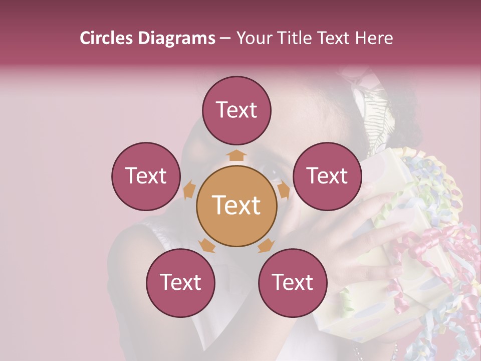 Portrait Of A Young Black Girl Sitting In A Chair Holding A Present PowerPoint Template