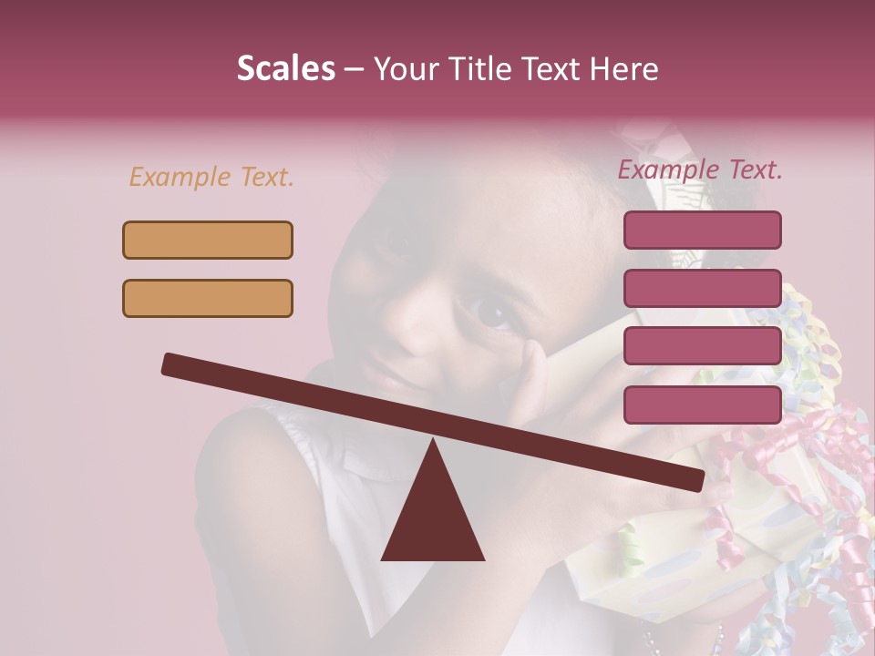 Portrait Of A Young Black Girl Sitting In A Chair Holding A Present PowerPoint Template