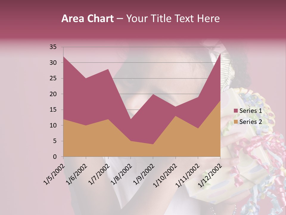 Portrait Of A Young Black Girl Sitting In A Chair Holding A Present PowerPoint Template