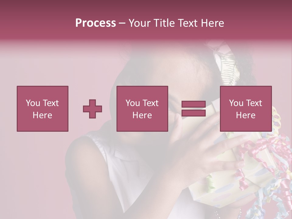 Portrait Of A Young Black Girl Sitting In A Chair Holding A Present PowerPoint Template