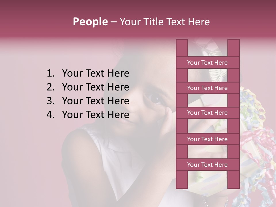 Portrait Of A Young Black Girl Sitting In A Chair Holding A Present PowerPoint Template