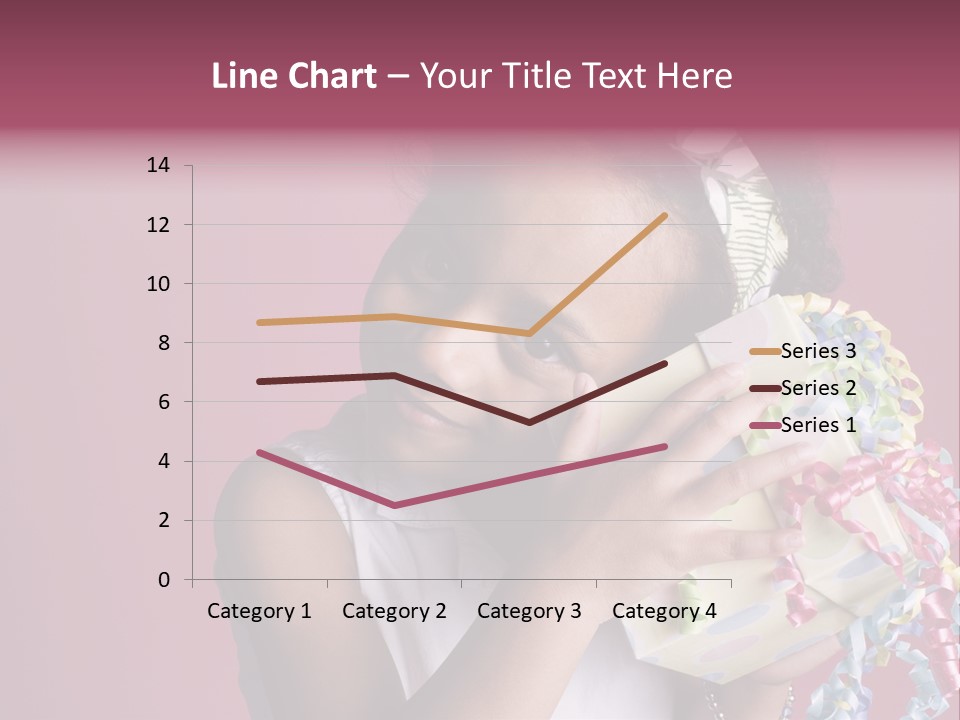 Portrait Of A Young Black Girl Sitting In A Chair Holding A Present PowerPoint Template