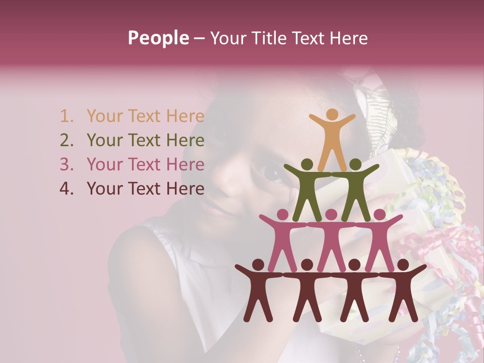 Portrait Of A Young Black Girl Sitting In A Chair Holding A Present PowerPoint Template