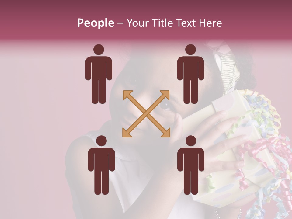 Portrait Of A Young Black Girl Sitting In A Chair Holding A Present PowerPoint Template