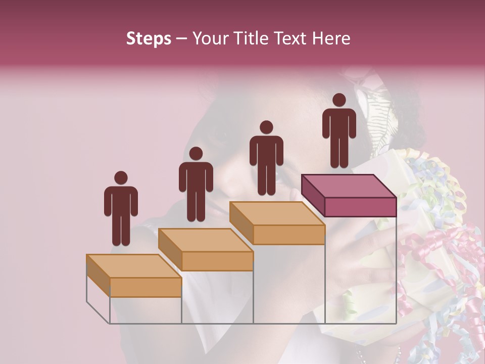 Portrait Of A Young Black Girl Sitting In A Chair Holding A Present PowerPoint Template