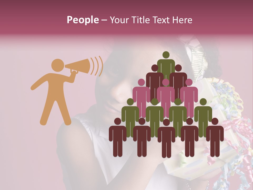 Portrait Of A Young Black Girl Sitting In A Chair Holding A Present PowerPoint Template