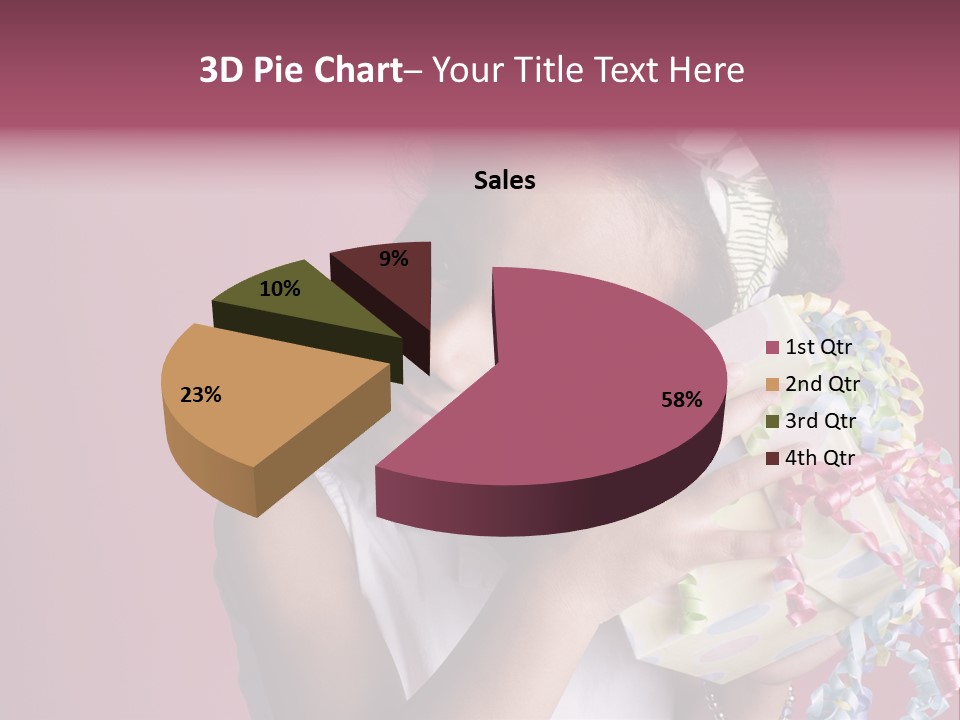 Portrait Of A Young Black Girl Sitting In A Chair Holding A Present PowerPoint Template