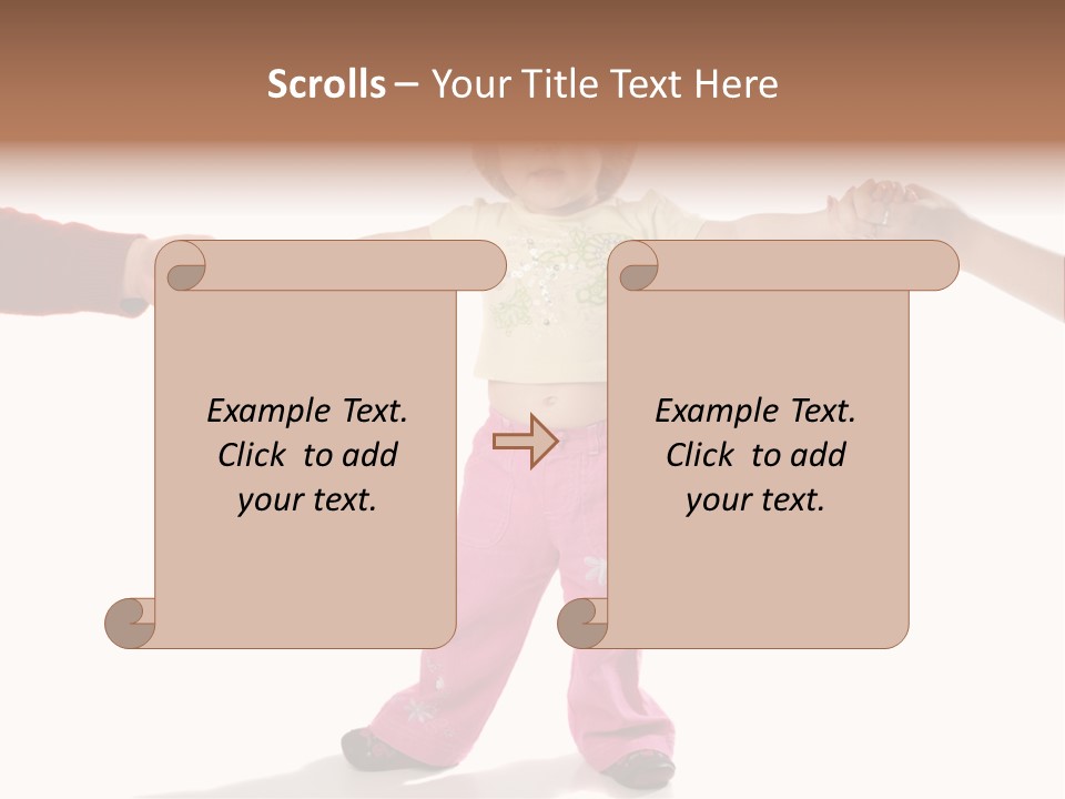 Child Holding Parents Hands, Isolated PowerPoint Template