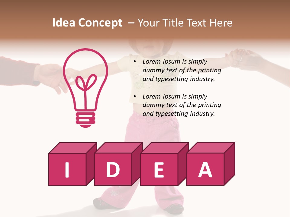 Child Holding Parents Hands, Isolated PowerPoint Template