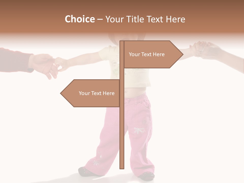 Child Holding Parents Hands, Isolated PowerPoint Template