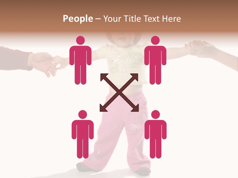 Child Holding Parents Hands, Isolated PowerPoint Template
