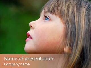 Thoughtful Little Girl PowerPoint Template