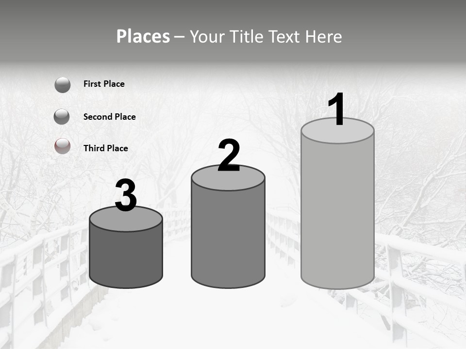 Snow Covered Footbridge On A Foggy Winter Day PowerPoint Template