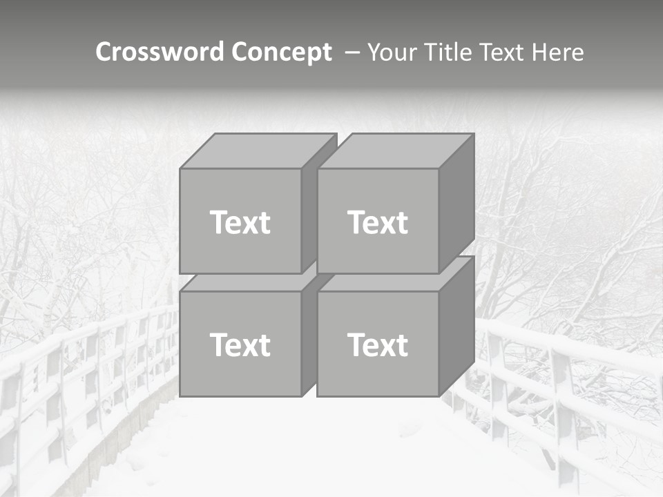 Snow Covered Footbridge On A Foggy Winter Day PowerPoint Template