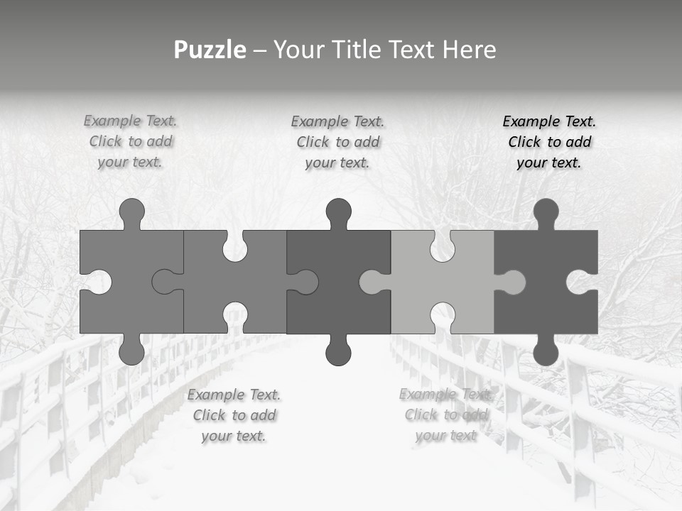 Snow Covered Footbridge On A Foggy Winter Day PowerPoint Template