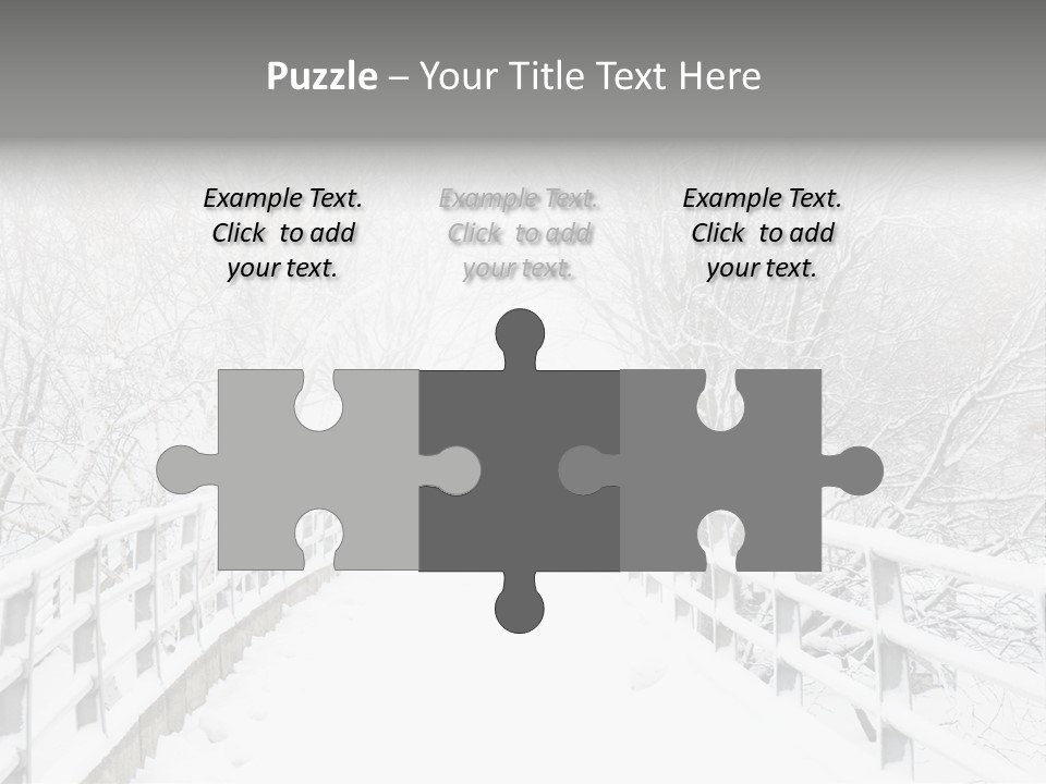 Snow Covered Footbridge On A Foggy Winter Day PowerPoint Template