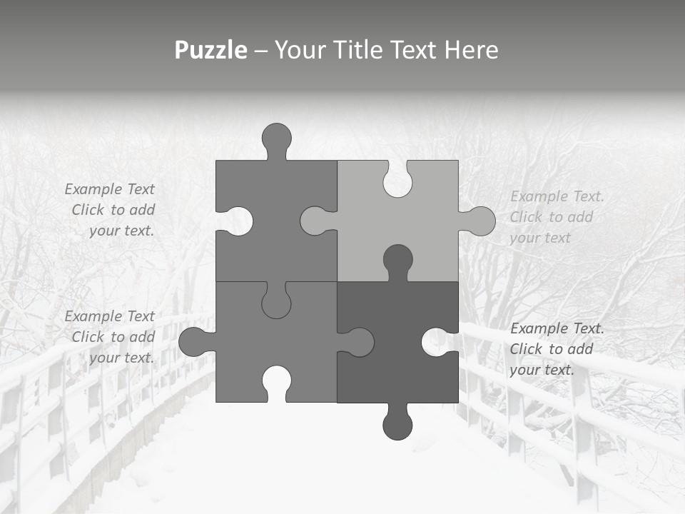 Snow Covered Footbridge On A Foggy Winter Day PowerPoint Template