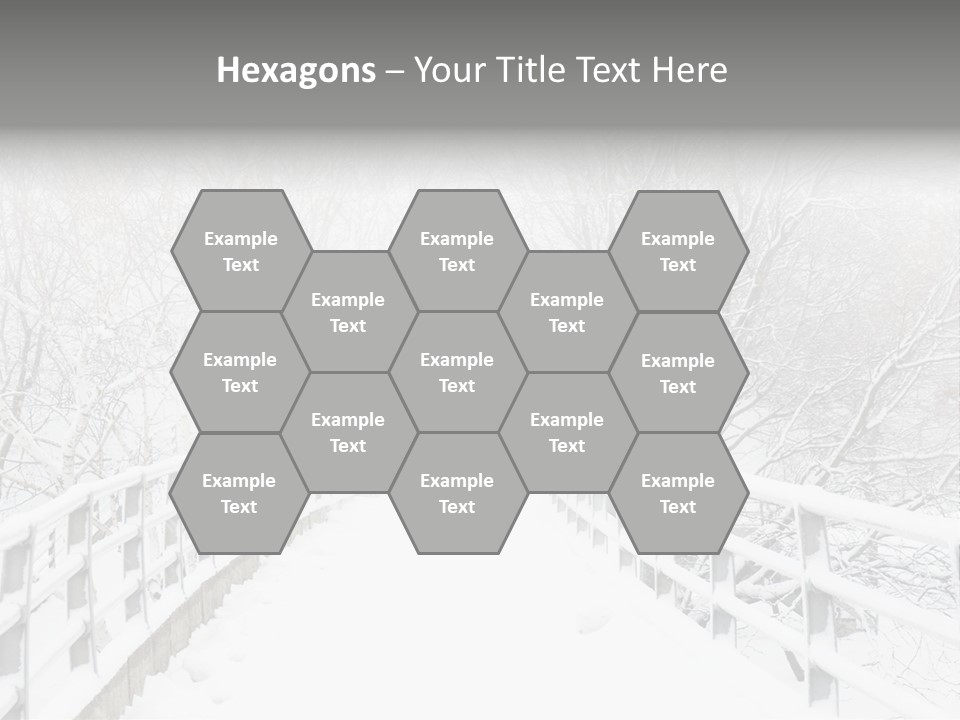 Snow Covered Footbridge On A Foggy Winter Day PowerPoint Template