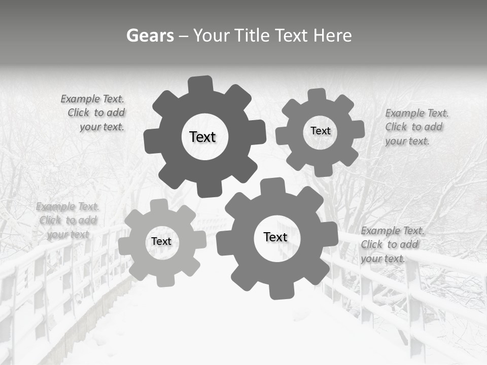 Snow Covered Footbridge On A Foggy Winter Day PowerPoint Template