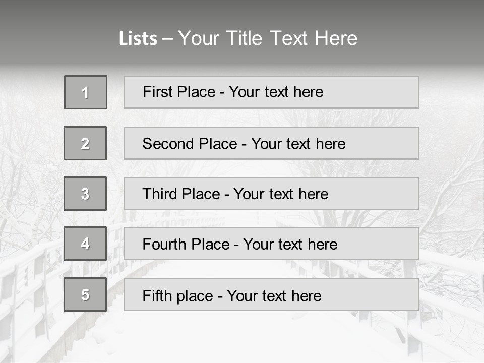 Snow Covered Footbridge On A Foggy Winter Day PowerPoint Template