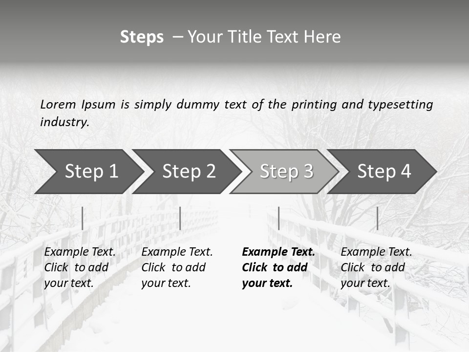 Snow Covered Footbridge On A Foggy Winter Day PowerPoint Template