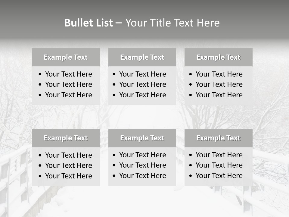 Snow Covered Footbridge On A Foggy Winter Day PowerPoint Template