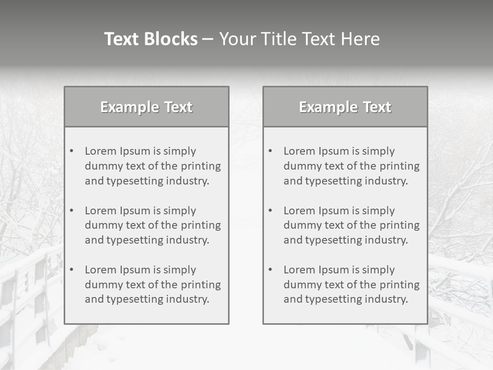 Snow Covered Footbridge On A Foggy Winter Day PowerPoint Template