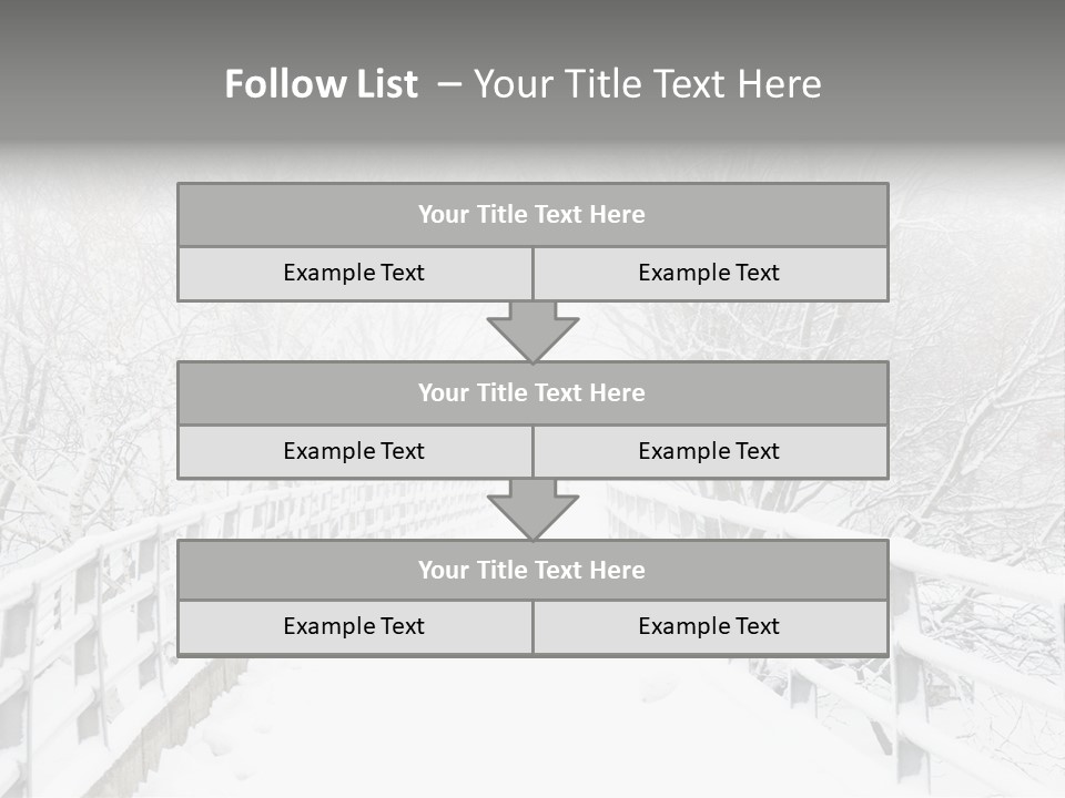 Snow Covered Footbridge On A Foggy Winter Day PowerPoint Template
