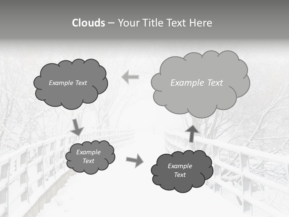 Snow Covered Footbridge On A Foggy Winter Day PowerPoint Template