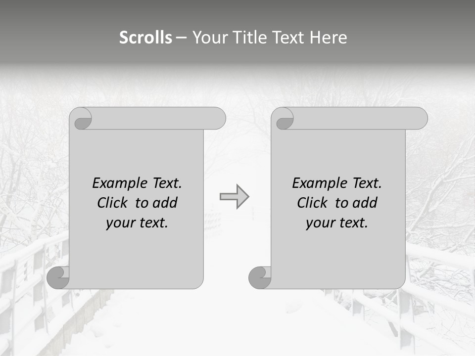 Snow Covered Footbridge On A Foggy Winter Day PowerPoint Template